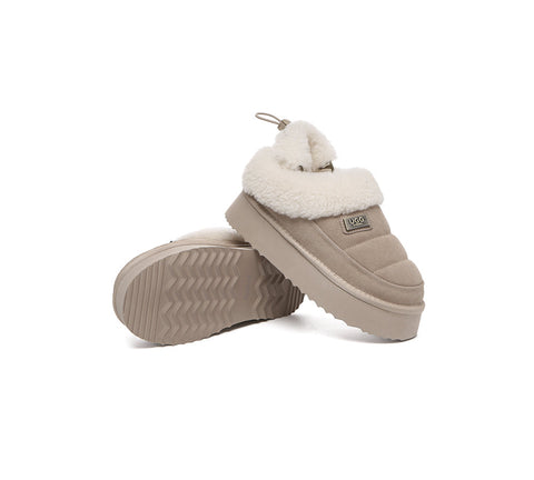 UGG EVERAU® 2-Way Style UGG Slippers Women Removable Wool Strap Drawstring Slingback Platform Paige