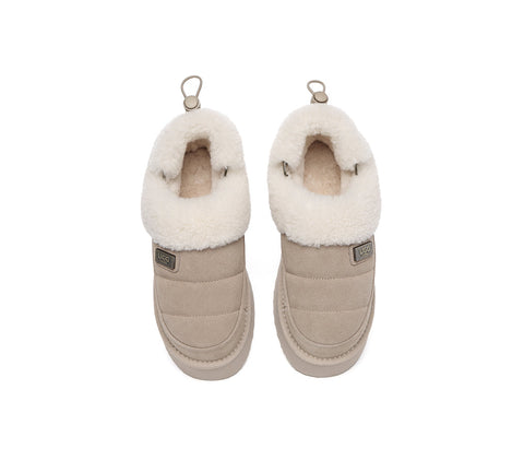 UGG EVERAU® 2-Way Style UGG Slippers Women Removable Wool Strap Drawstring Slingback Platform Paige