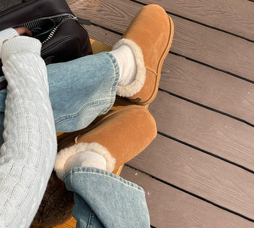 UGG EVERAU® UGG Slippers Sheepskin Wool Chunky Ankle Euro Loaf Pablo EVERAU