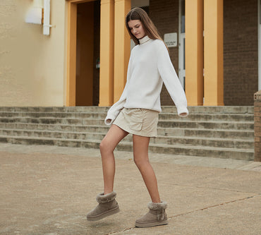 UGG EVERAU® UGG Boots Women Sheepskin Wool Shearling Lined Mini Platform Kazzi