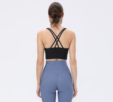 Apparel - Criss-cross Back Flow Ribbed Sports Bra