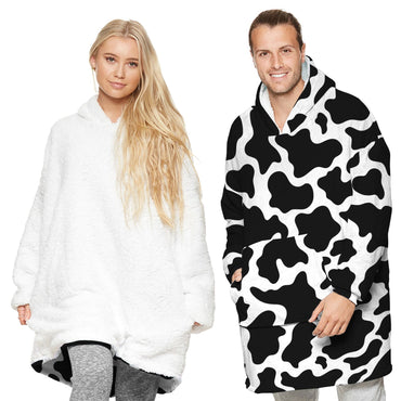Apparel - Reversible Hoodie Blanket Unisex Cow Print