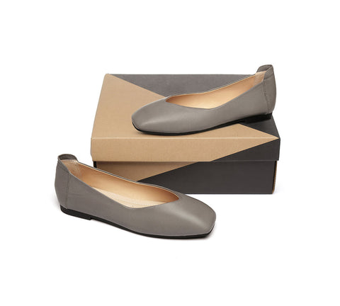 Flats - AS UGG Women Leather Ballet Flats Linda