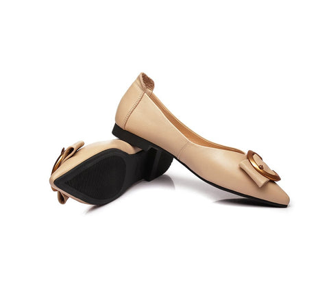 Flats - Pari Pointed Toe Ballet Flat With Metal Buckle Décor