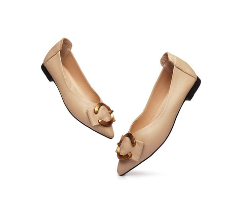 Flats - Pari Pointed Toe Ballet Flat With Metal Buckle Décor
