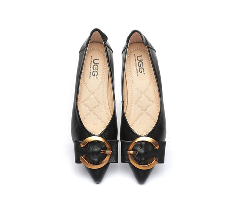 Flats - Pari Pointed Toe Ballet Flat With Metal Buckle Décor