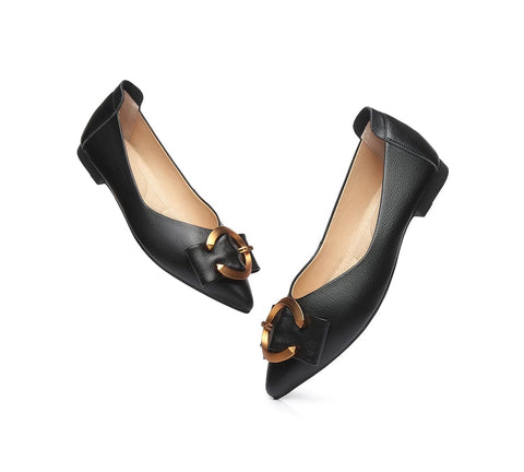 Flats - Pari Pointed Toe Ballet Flat With Metal Buckle Décor