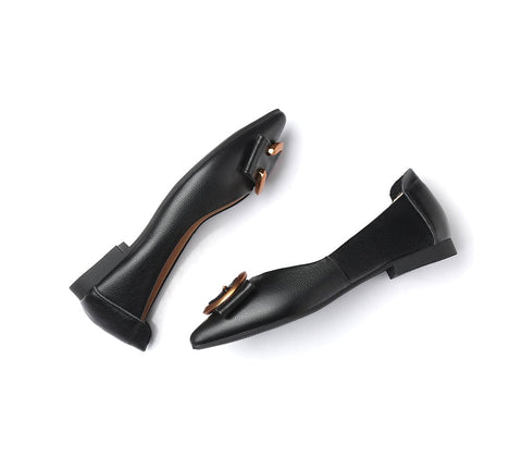 Flats - Pari Pointed Toe Ballet Flat With Metal Buckle Décor