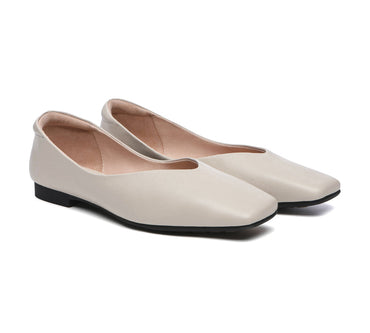 Flats - Square Toe Leather Ballet Flats Women Libera