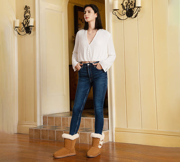 UGG Boots - AUSTRALIAN SHEPHERD® UGG Women Sheepskin Wool Horn Toggle Closure Short Boots Talia