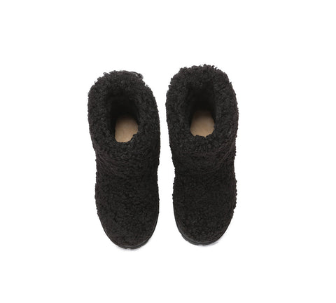 UGG Boots - EVERAU® UGG Kids Sheepskin Wool Plush Adjustable Drawstring Boots Peggy
