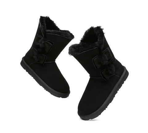 UGG Boots - Sheepskin Double Bow Boots Women Eira