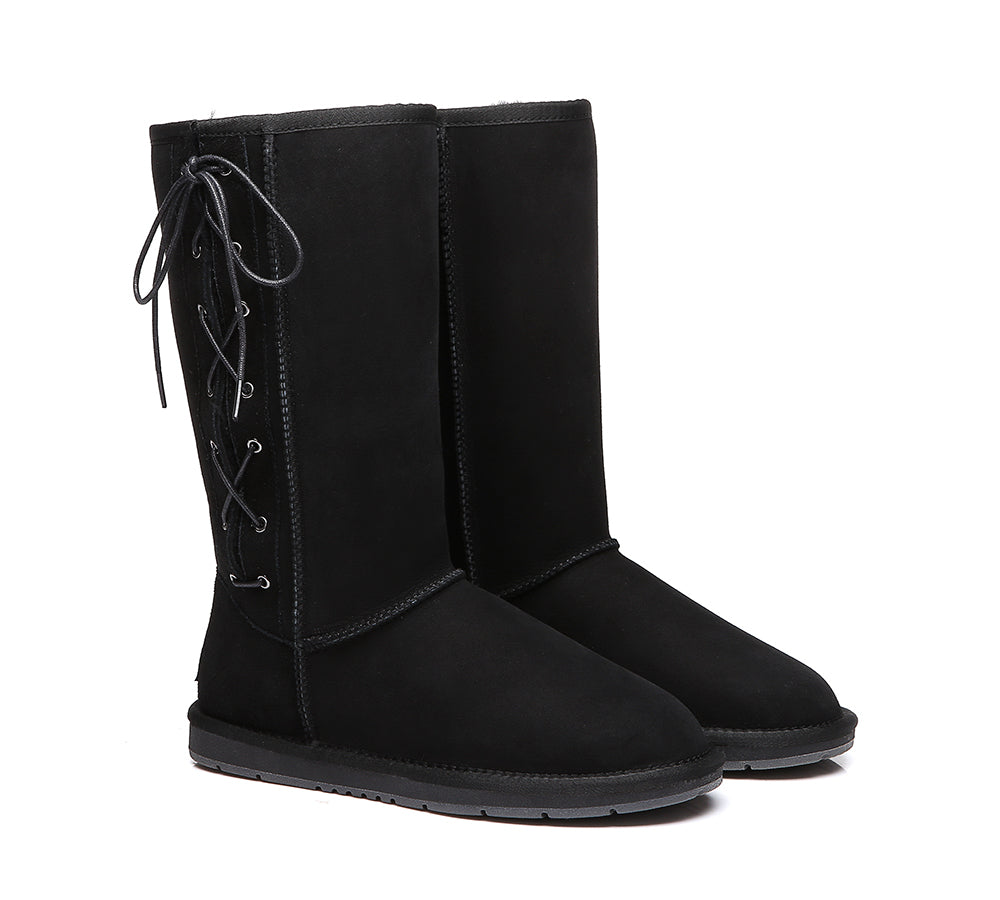 UGG Boots - UGG Boots Australia Double Face Sheepskin Tall Side Lace Up Boots