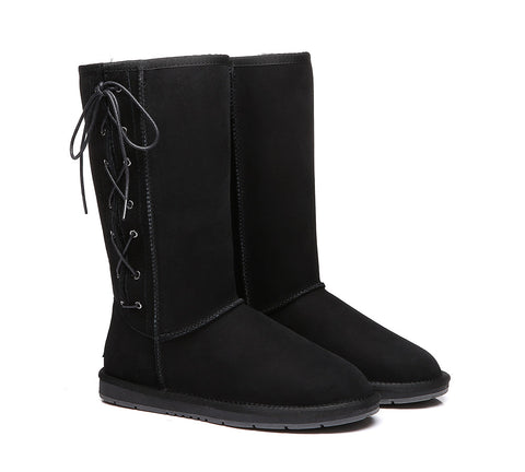 UGG Boots - UGG Boots Australia Double Face Sheepskin Tall Side Lace Up Boots