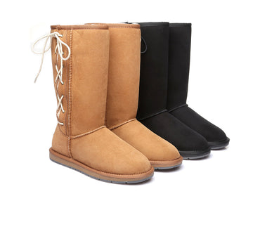 UGG Boots - UGG Boots Australia Double Face Sheepskin Tall Side Lace Up Boots