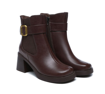 UGG Boots - Women's Leather Heels Ankle Boots Jane