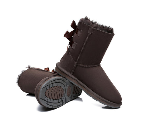 UGG Boots - Women Short Ugg Boots With Double Back Bow