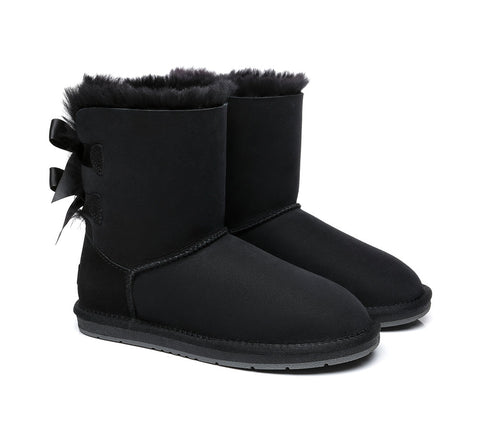 UGG Boots - Women Short Ugg Boots With Double Back Bow