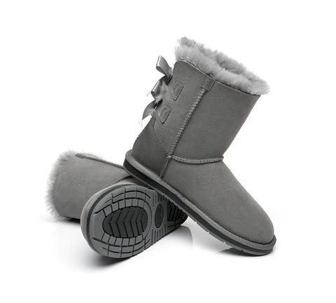 UGG Boots - Women Short Ugg Boots With Double Back Bow