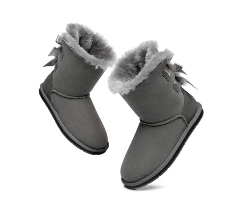 UGG Boots - Women Short Ugg Boots With Double Back Bow