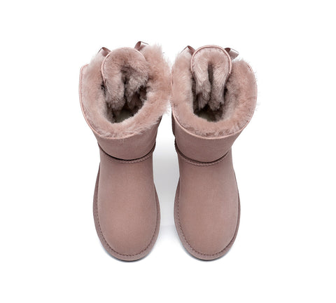 UGG Boots - Women Short Ugg Boots With Double Back Bow