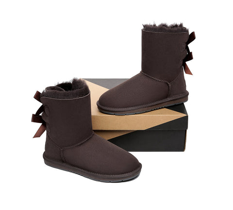 UGG Boots - Women Short Ugg Boots With Double Back Bow