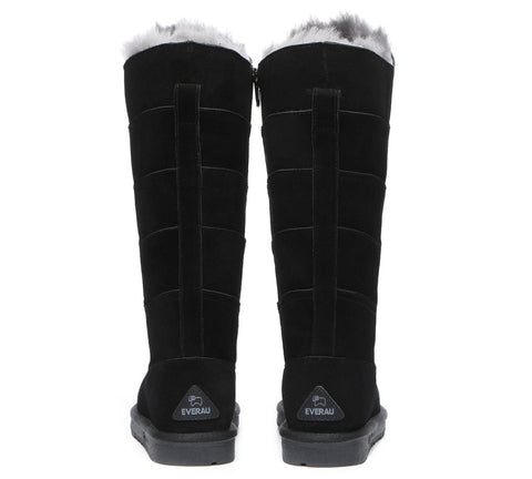 EVERAU® Premium Australian Sheepskin Knee High Zipprt Boots Women Swanston 5 Panel