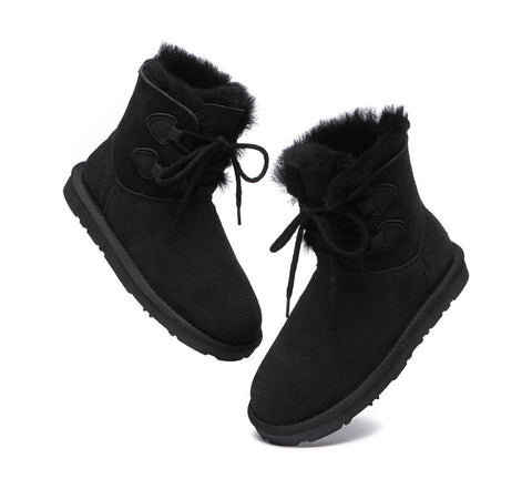 EVERAU® Lace-up Sheepskin Boots Women Short Stark