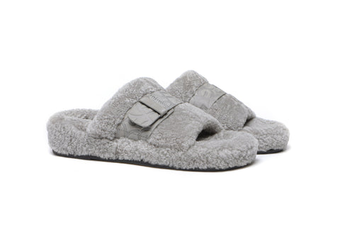 EVERAU® Curly Sheepskin Wool Slides Women Croft