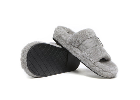 EVERAU® Curly Sheepskin Wool Slides Women Croft