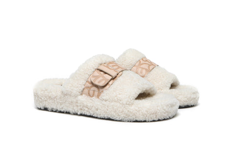 EVERAU® Curly Sheepskin Wool Slides Women Croft