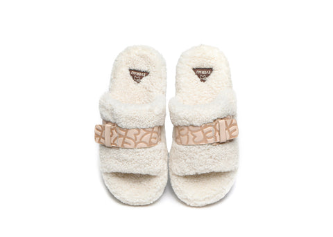 EVERAU® Curly Sheepskin Wool Slides Women Croft