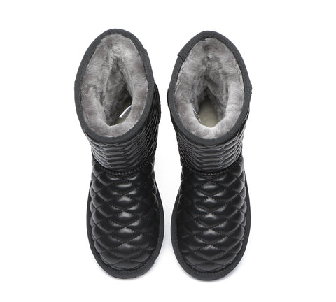 EVERAU® Nappa Diamond Pattern Short Sheepskin Boots Women Ridgeway
