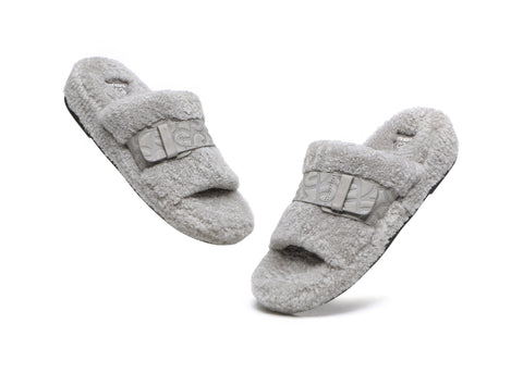 EVERAU® Curly Sheepskin Wool Slides Women Croft