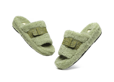 EVERAU® Curly Sheepskin Wool Slides Women Croft