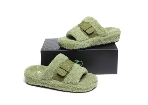 EVERAU® Curly Sheepskin Wool Slides Women Croft