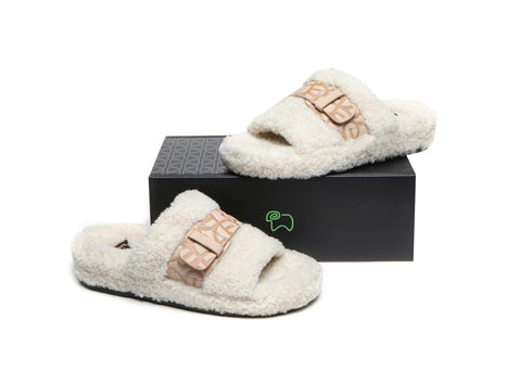 EVERAU® Curly Sheepskin Wool Slides Women Croft