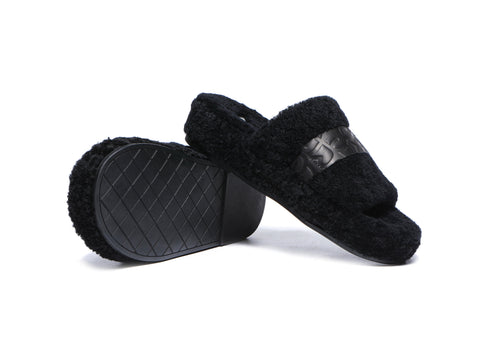 EVERAU® Curly Sheepskin Wool Slides Women Croft