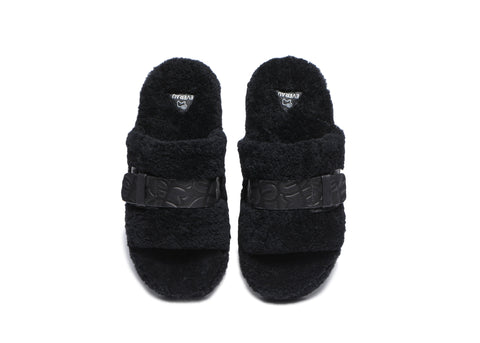 EVERAU® Curly Sheepskin Wool Slides Women Croft