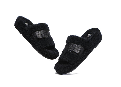 EVERAU® Curly Sheepskin Wool Slides Women Croft