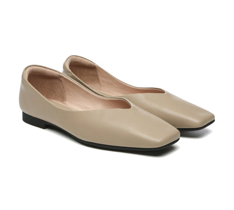 TARRAMARRA® Square Toe Leather Ballet Flats Women Libera