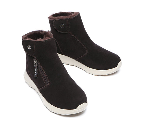 TARRAMARRA® Leather Button Zipper Ankle Boots Women Tyria