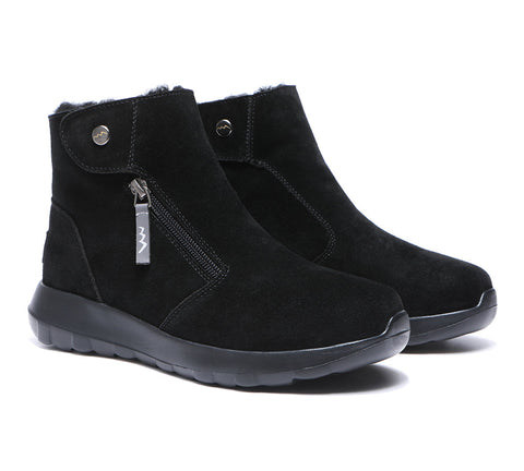 TARRAMARRA® Leather Button Zipper Ankle Boots Women Tyria
