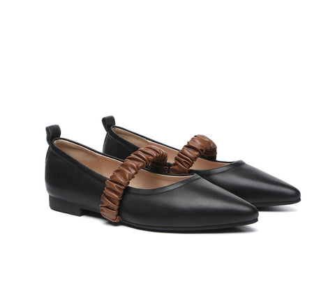 EVERAU® Pointed Toe Leather Ballet Flats Rosola