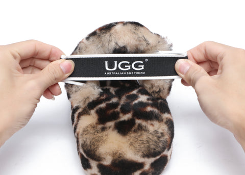 Australian Shepherd® Women Pamela Leopard Print Fluffy Slides