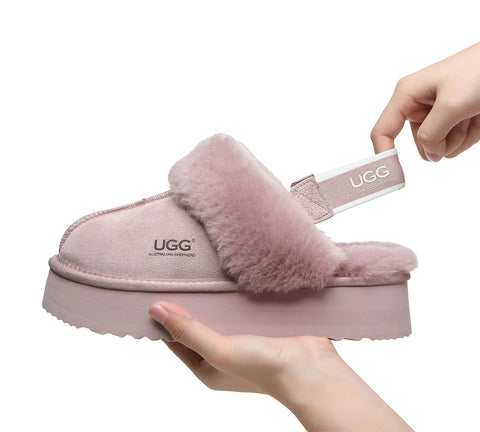 Australian Shepherd® Removable Strap Slingback UGG Slippers Women Muffin Platform