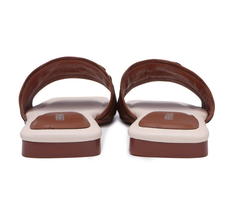 EVERAU® Open Toe Leather Flat Sandals Women Chela