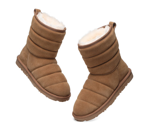 EVERAU® Short Sheepskin Boots Women Puffer