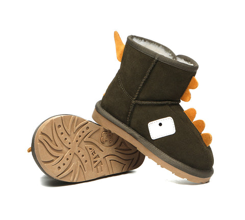 EVERAU® Hook and Loop Kids Ugg Boots Dino