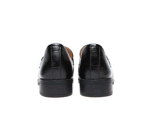 EVERAU® Leather Loafer Low Block Heels Katia